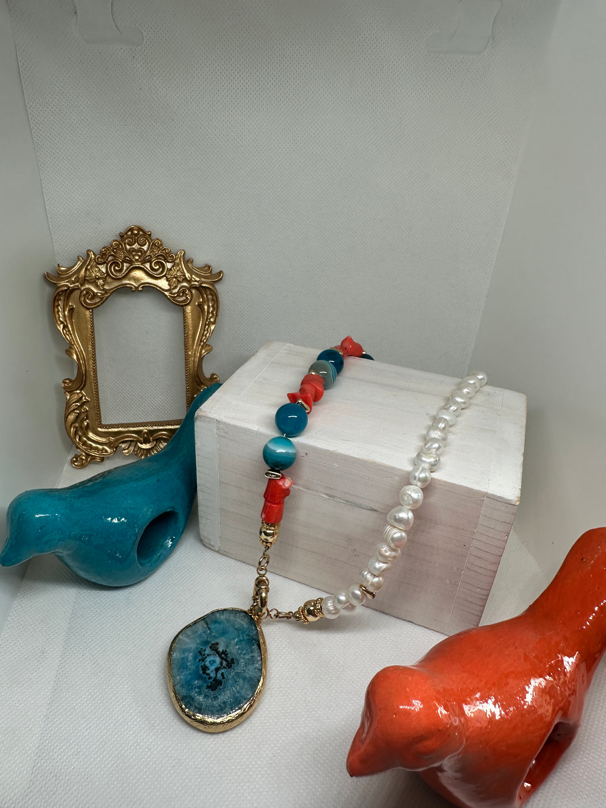 Daphne Ceramics and Pearls Necklace