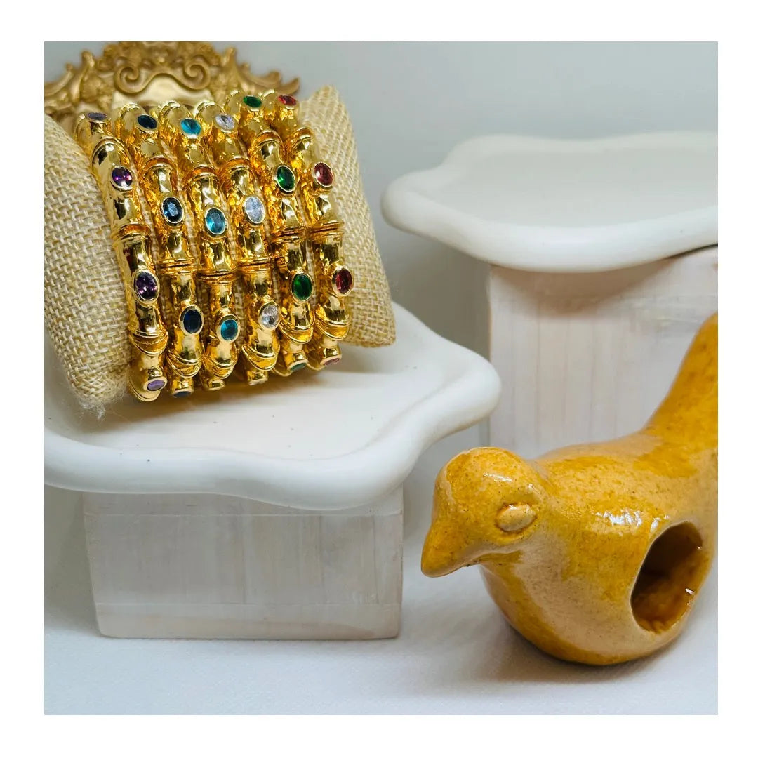 Anne Bejeweled Cuff Bracelets | Gold Plated