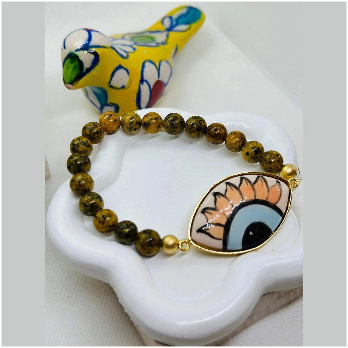 Iris Hand Painted Gold Ceramic Bracelet - Penelope Made This 