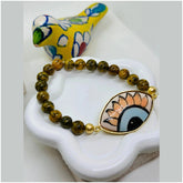 Iris Hand Painted Gold Ceramic Bracelet - Penelope Made This 