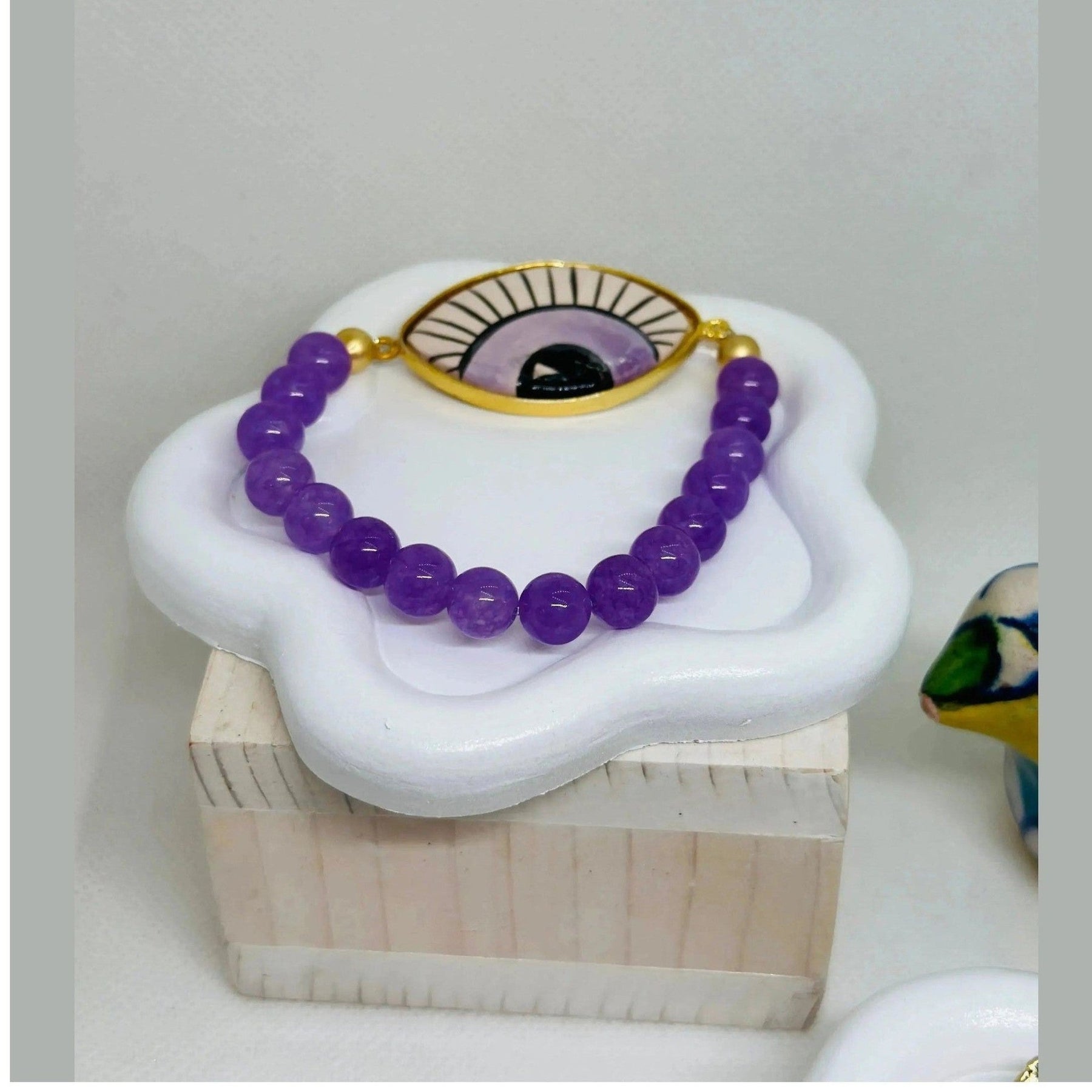 Iris Hand Painted Purple Ceramic Bracelet - Penelope Made This 