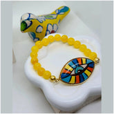 Iris Hand Painted Yellow Ceramic Bracelet - Penelope Made This 
