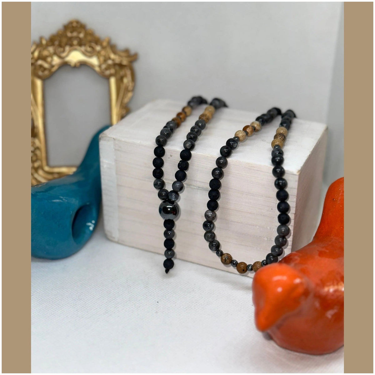 Mathias Gunpowder Beaded Long Necklace - Penelope Made This 