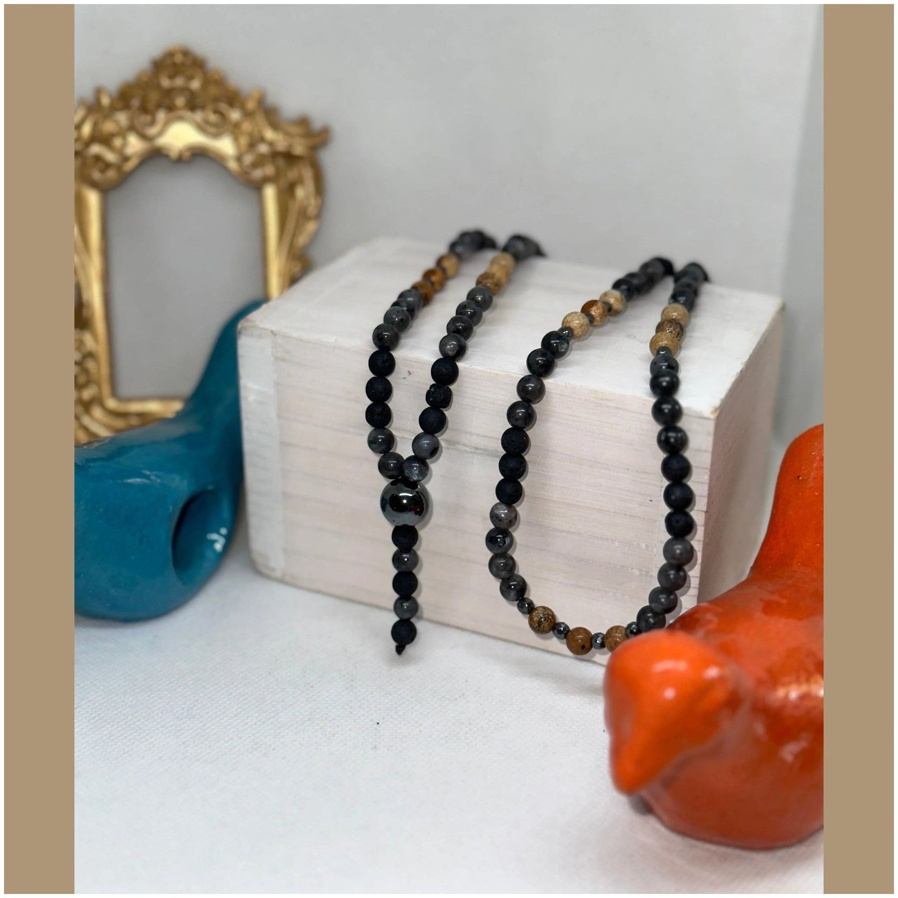 Mathias Gunpowder Beaded Long Necklace - Penelope Made This 