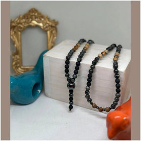 Mathias Gunpowder Beaded Long Necklace - Penelope Made This 