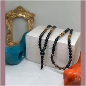 Mathias Gunpowder Beaded Long Necklace - Penelope Made This 