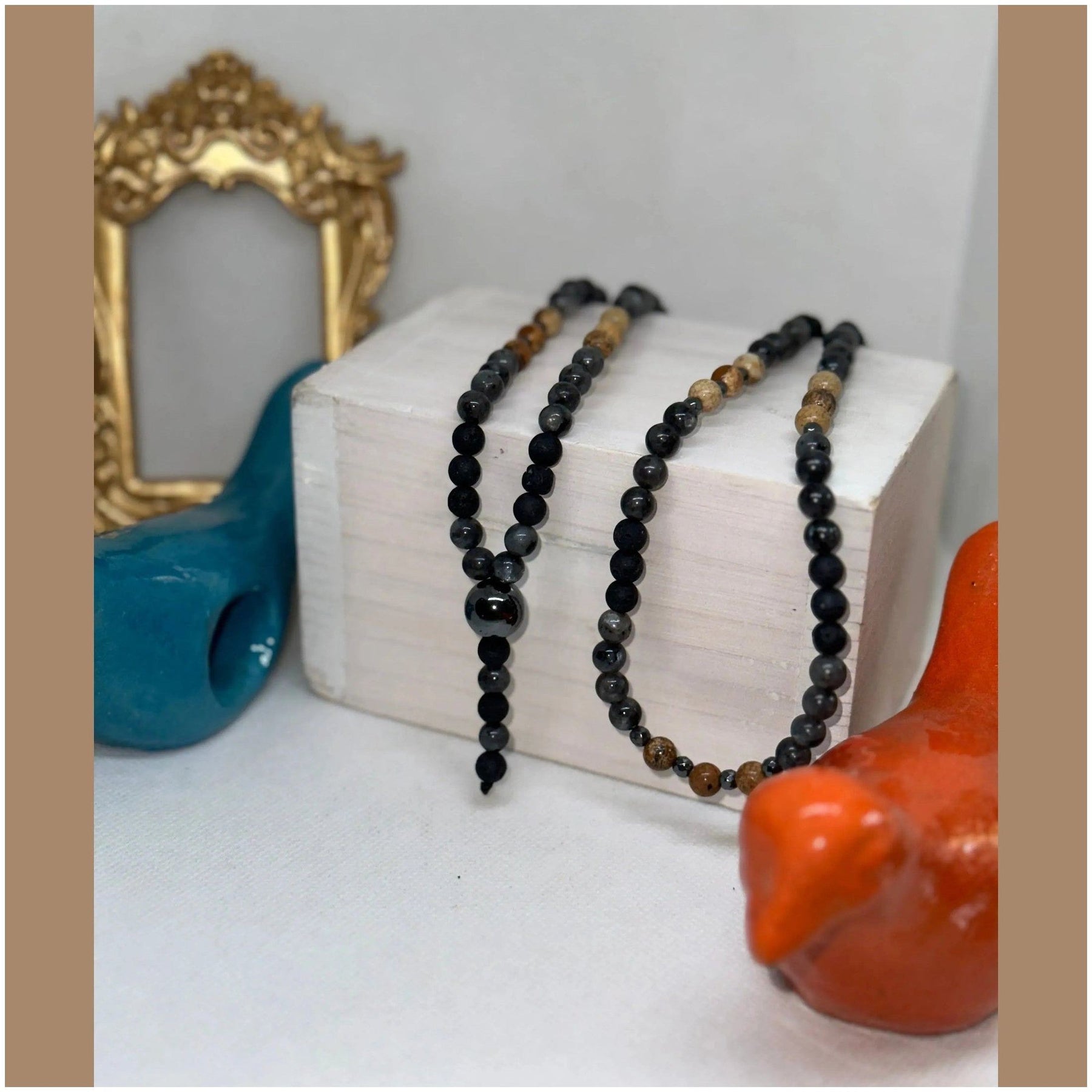 Mathias Gunpowder Beaded Long Necklace - Penelope Made This 