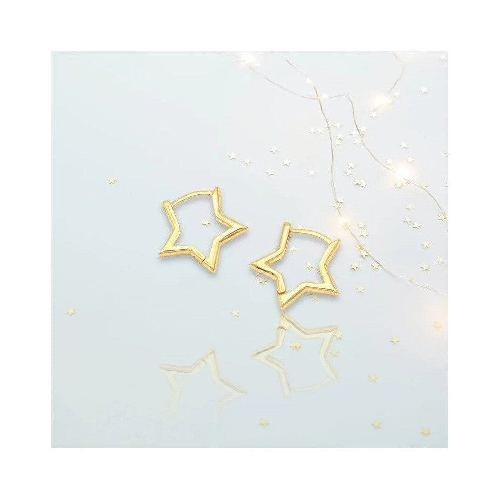 Openwork star-shaped gold hoop earrings