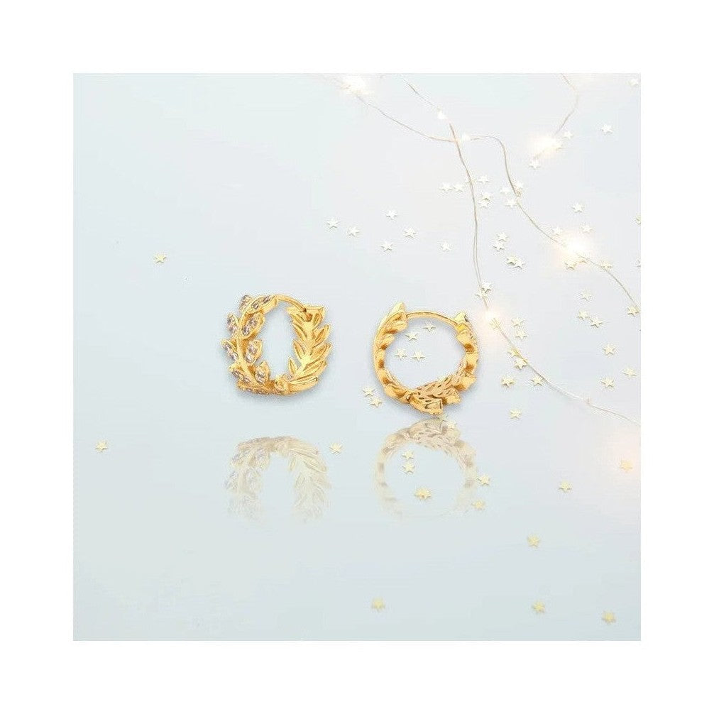 Laurel wreath hoop earrings with clear stones