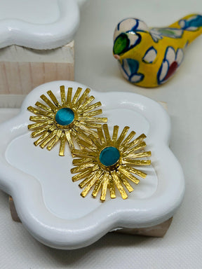 Agatha Chalcedony Sun Earrings 22k Gold Plated - Penelope Made This 