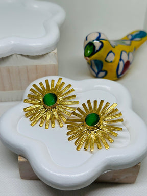 Agatha Chalcedony Sun Earrings 22k Gold Plated - Penelope Made This 