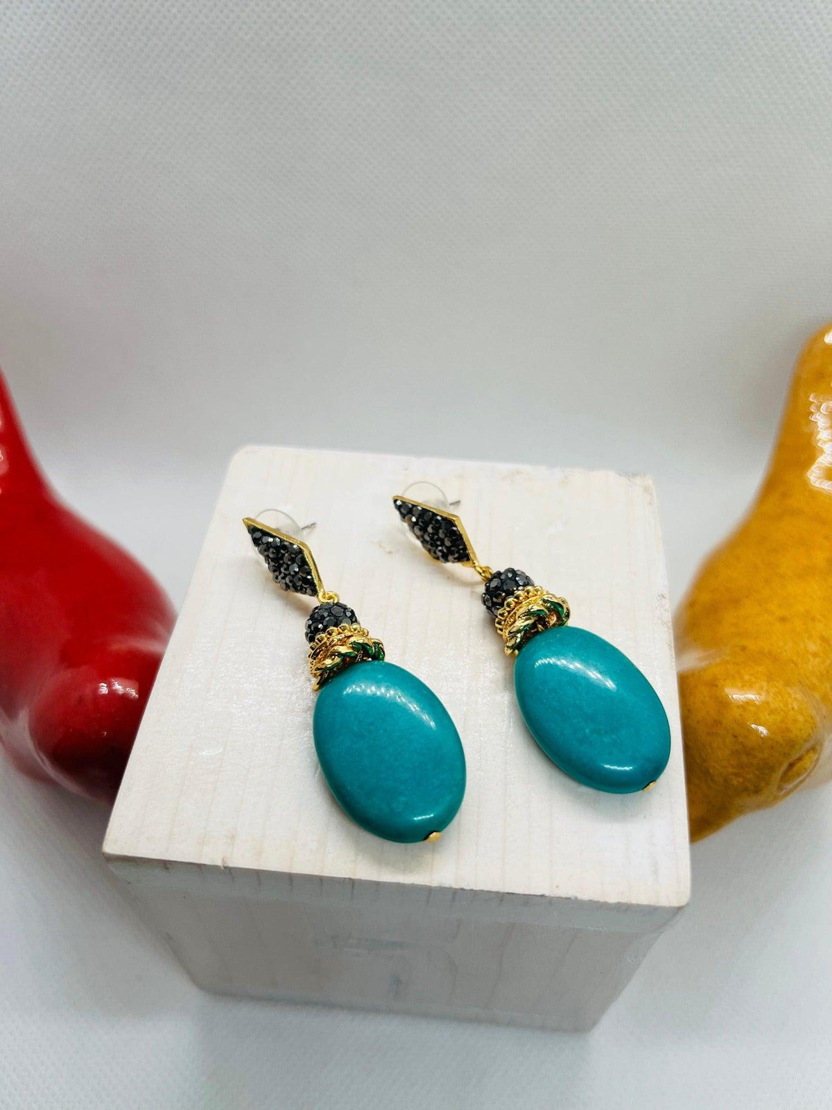 Agatha Turquoise Earrings Gold Plated - Penelope Made This 