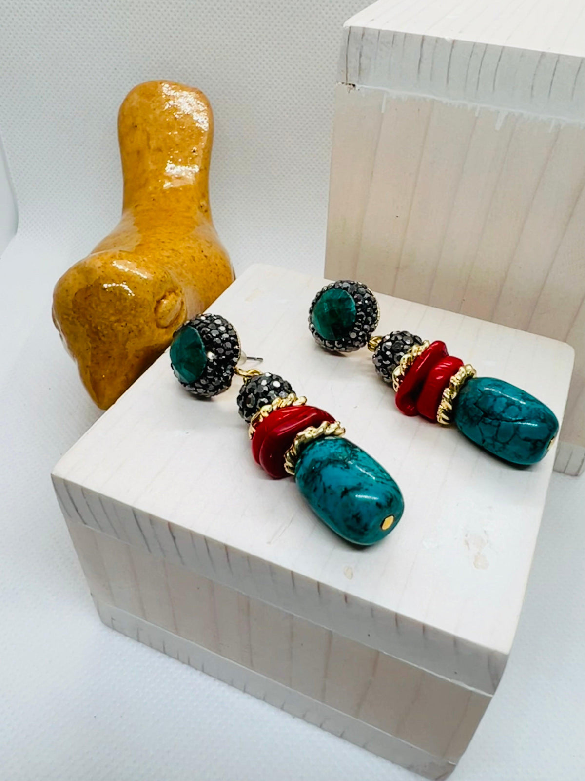 Agatha Turquoise Earrings Gold Plated - Penelope Made This 