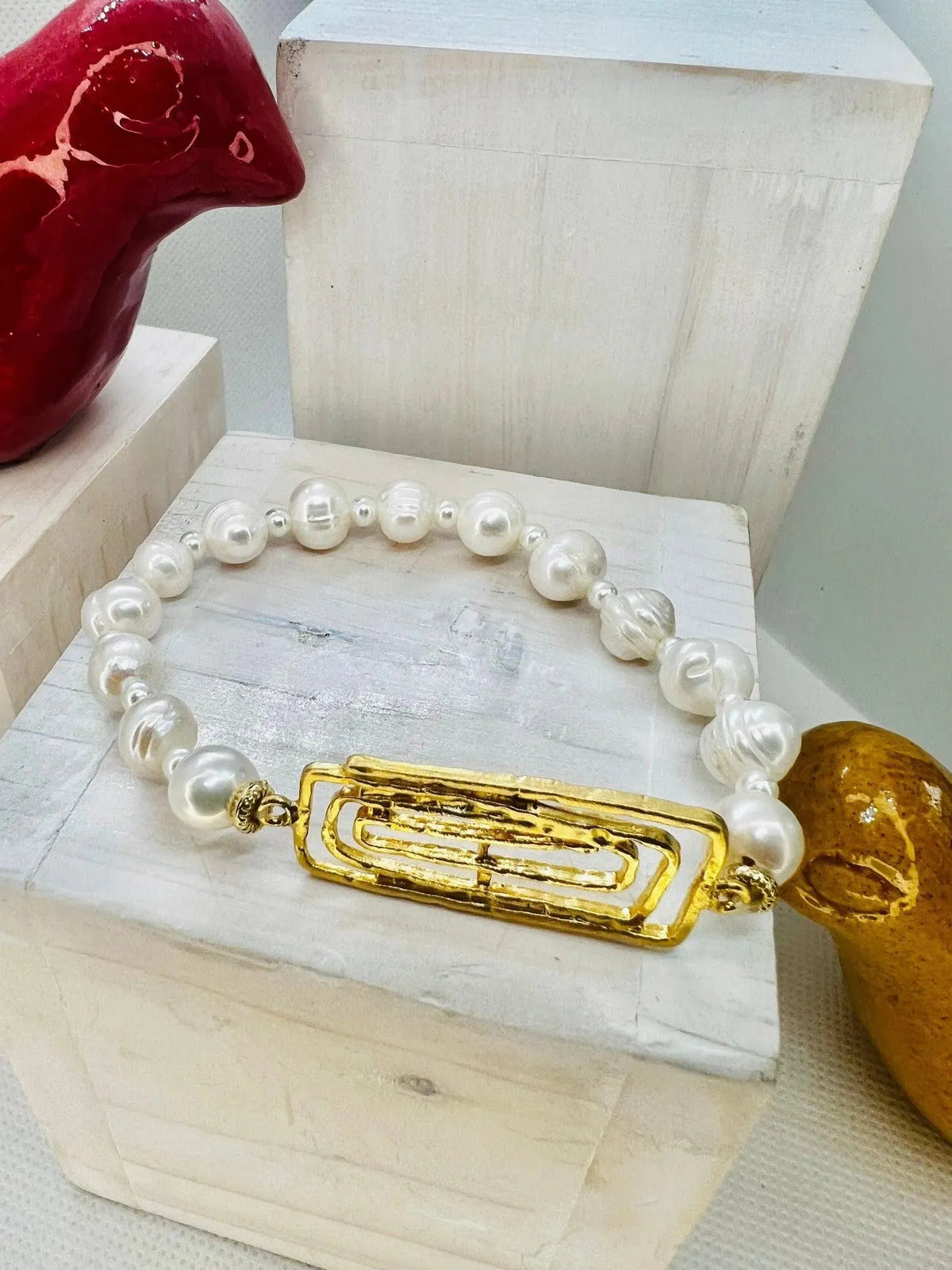 Anais Rectangular Cultured Pearls Bracelet - Penelope Made This 