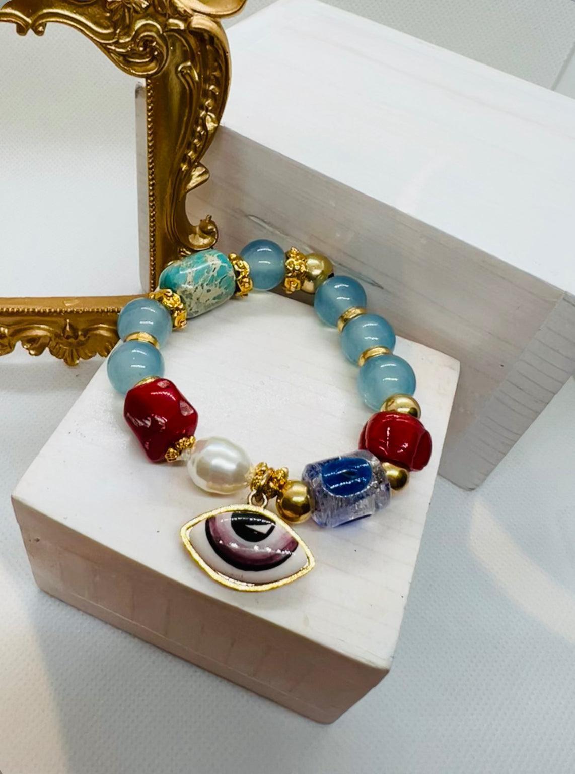 Amelia Venetian Bracelets - Round Blue أساور⁩ - Penelope Made This