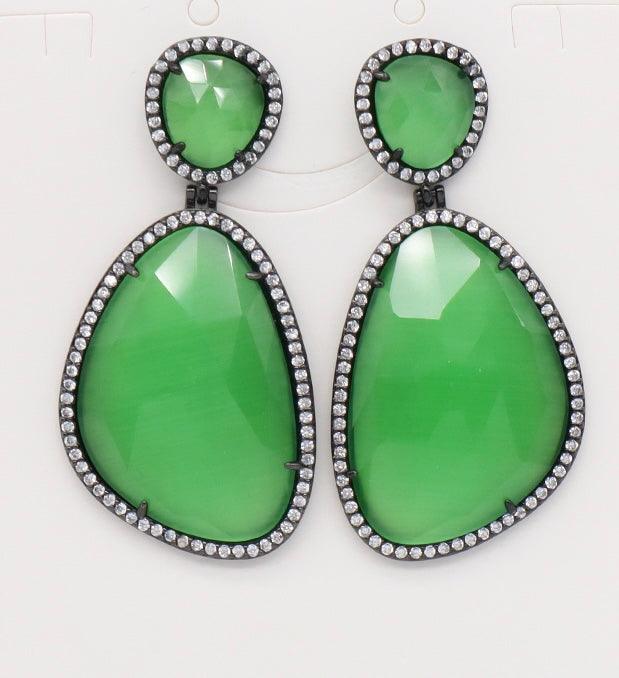 Helena Gunmetal Green Dangling Crystal Earrings - Penelope Made This 