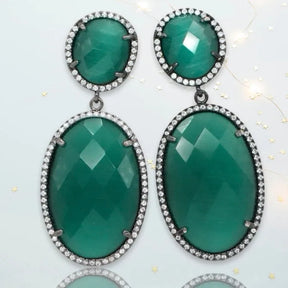 Hermione Gunmetal Dangling Crystal Earrings - Penelope Made This 