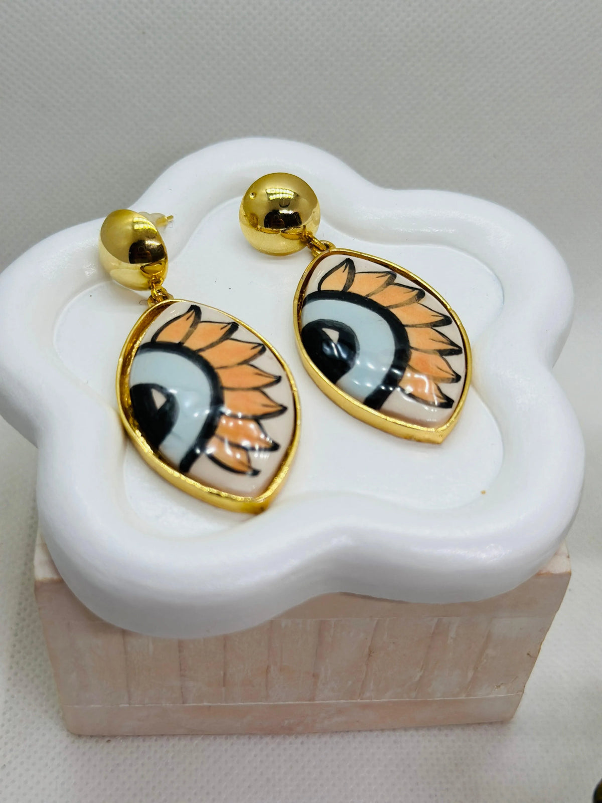 Iris Hand-Painted Ceramic Earrings - Penelope Made This 