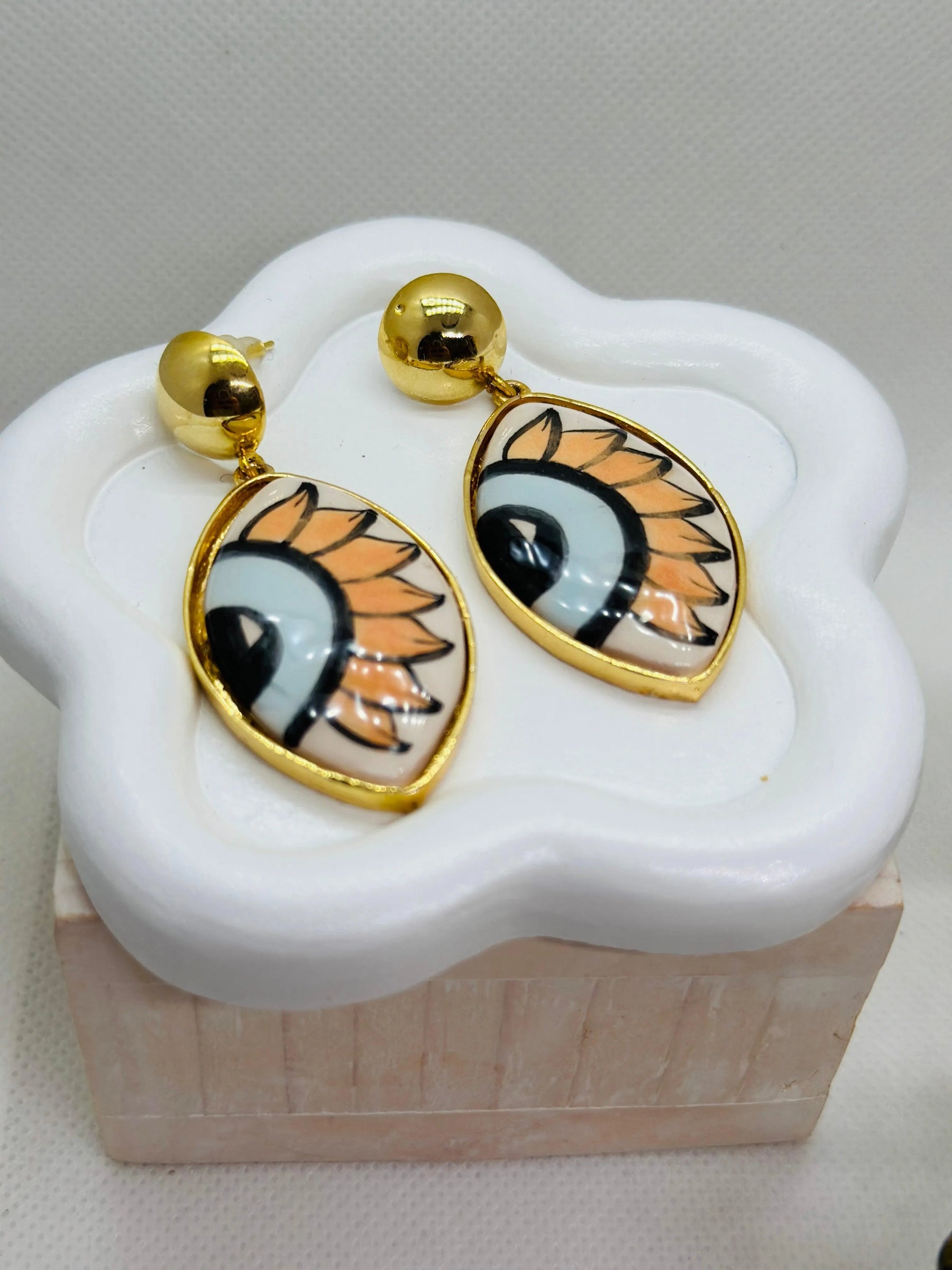 Iris Hand-Painted Ceramic Earrings - Penelope Made This 