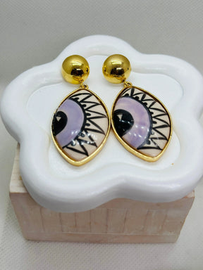 Iris Hand-Painted Ceramic Earrings - Penelope Made This 