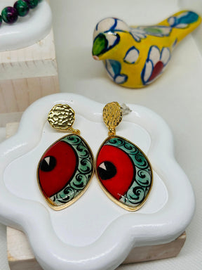 Iris Hand-Painted Ceramic Earrings - Penelope Made This 