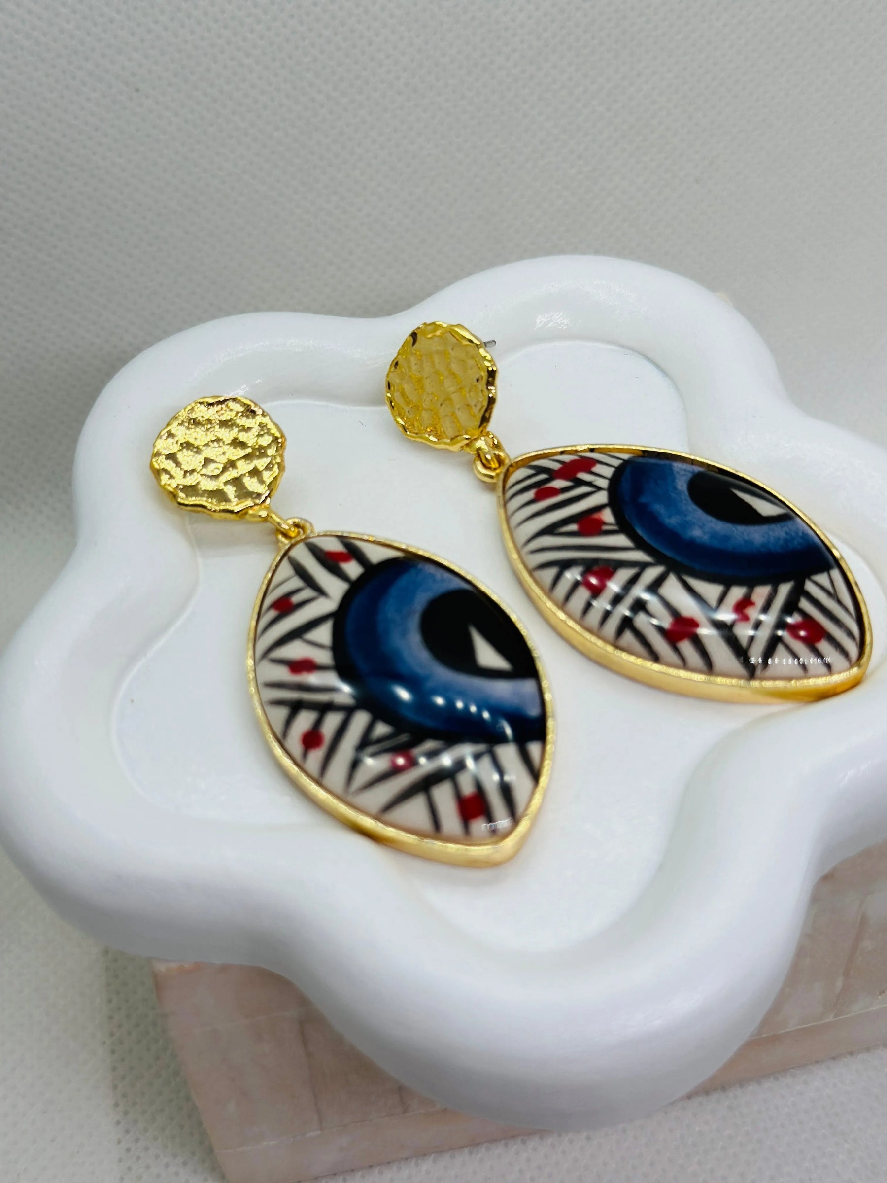 Iris Hand-Painted Ceramic Earrings - Penelope Made This 