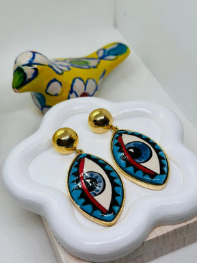 Iris Hand-Painted Ceramic Earrings - Penelope Made This 