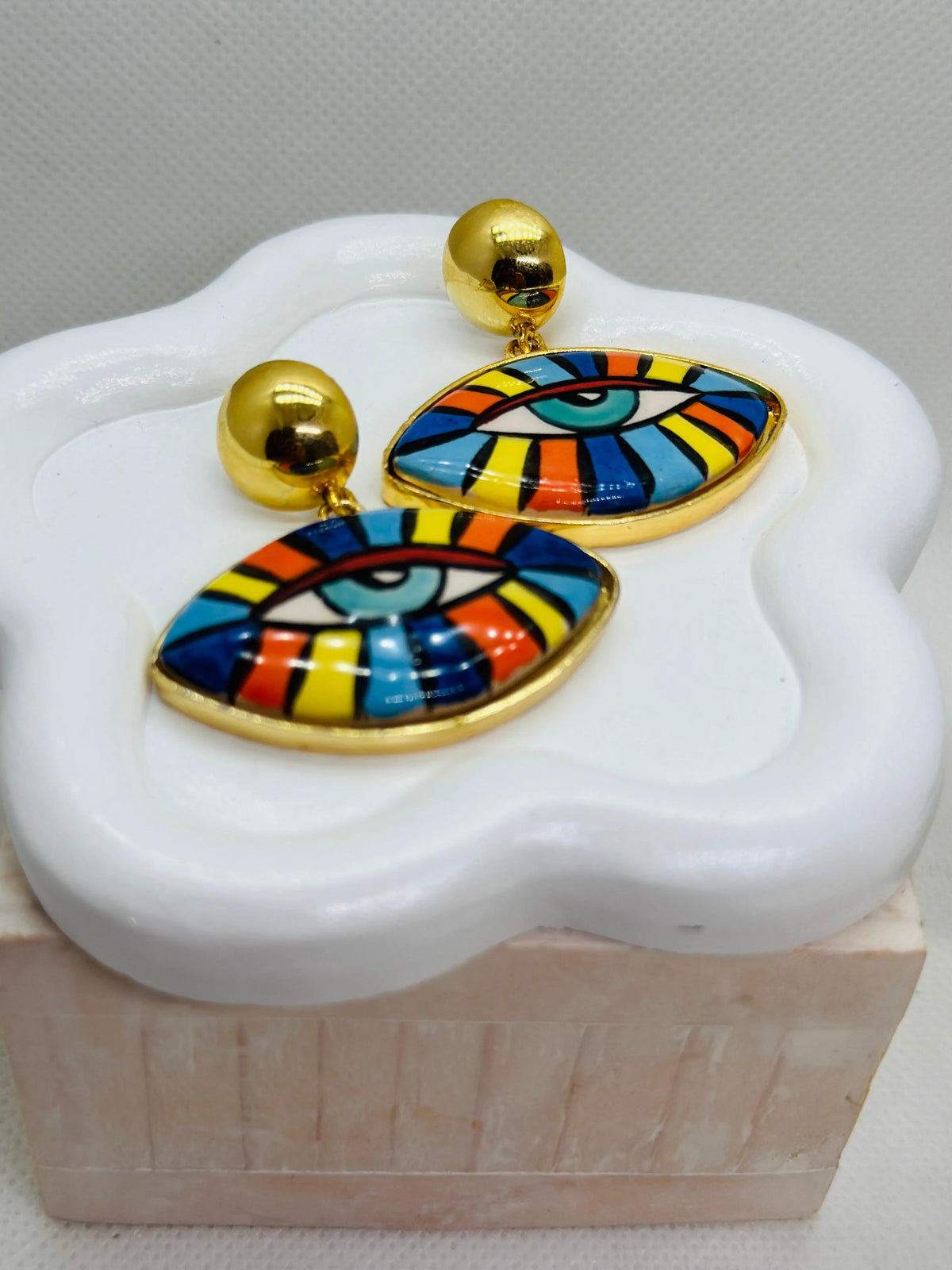 Iris Hand-Painted Ceramic Earrings - Penelope Made This 