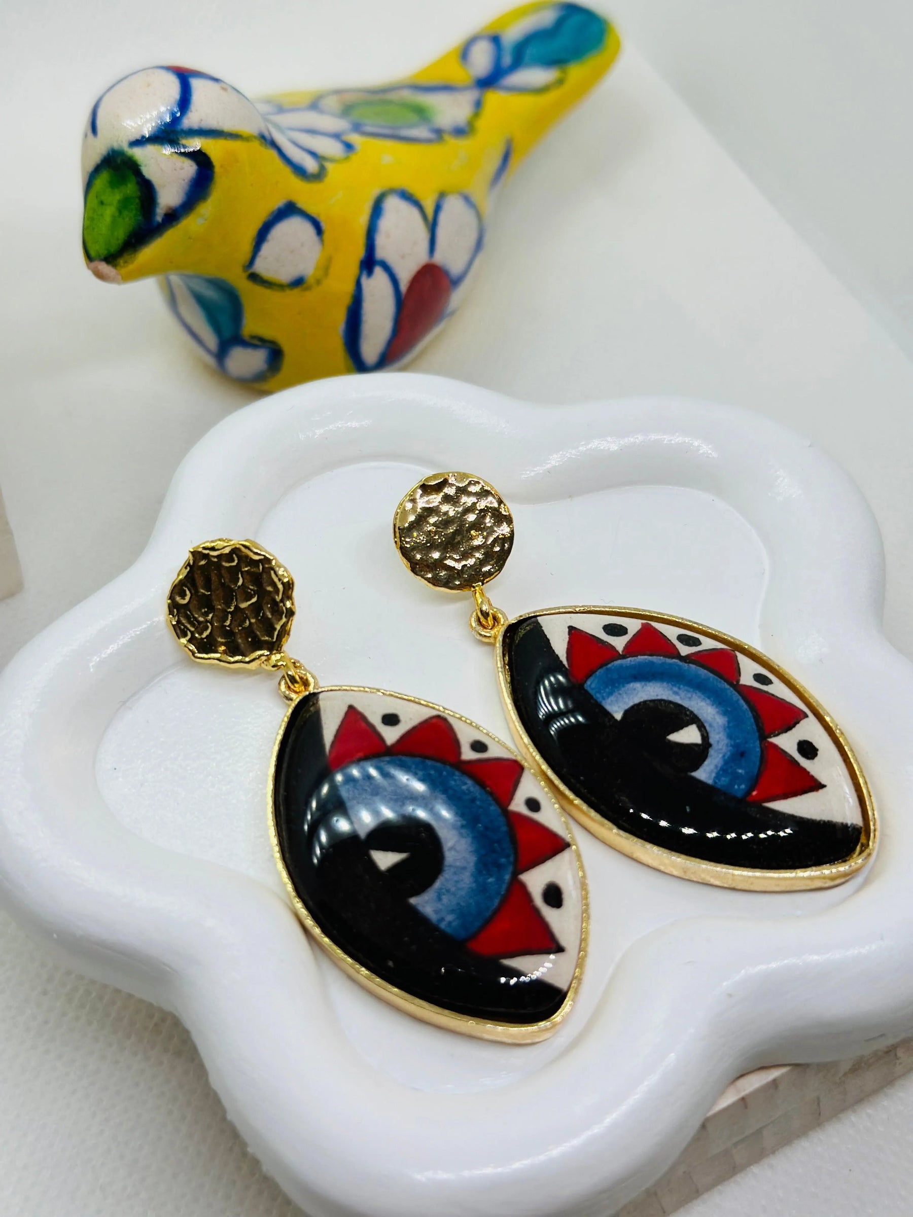 Iris Hand-Painted Ceramic Earrings - Penelope Made This 