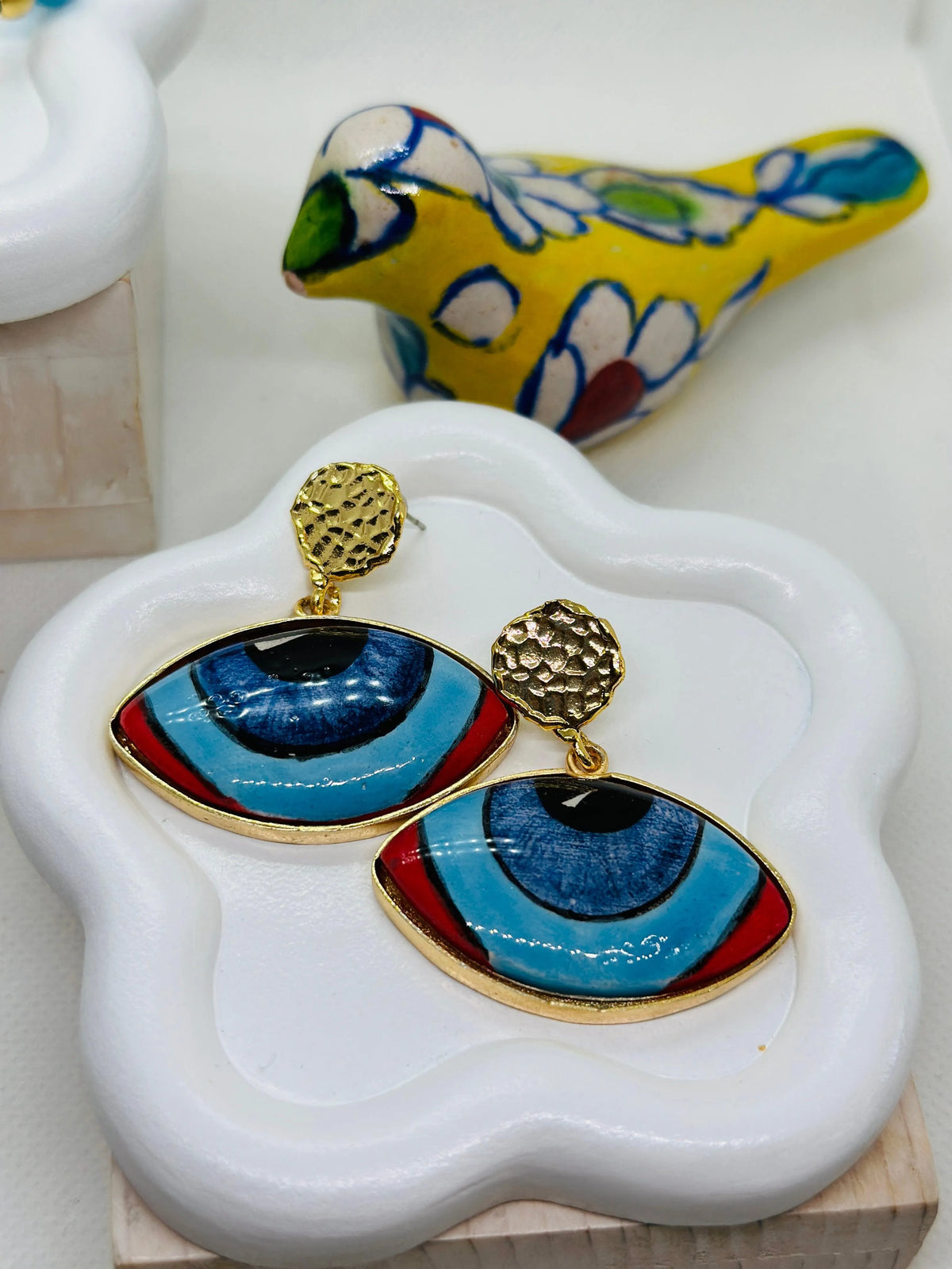 Iris Hand-Painted Ceramic Earrings - Penelope Made This 