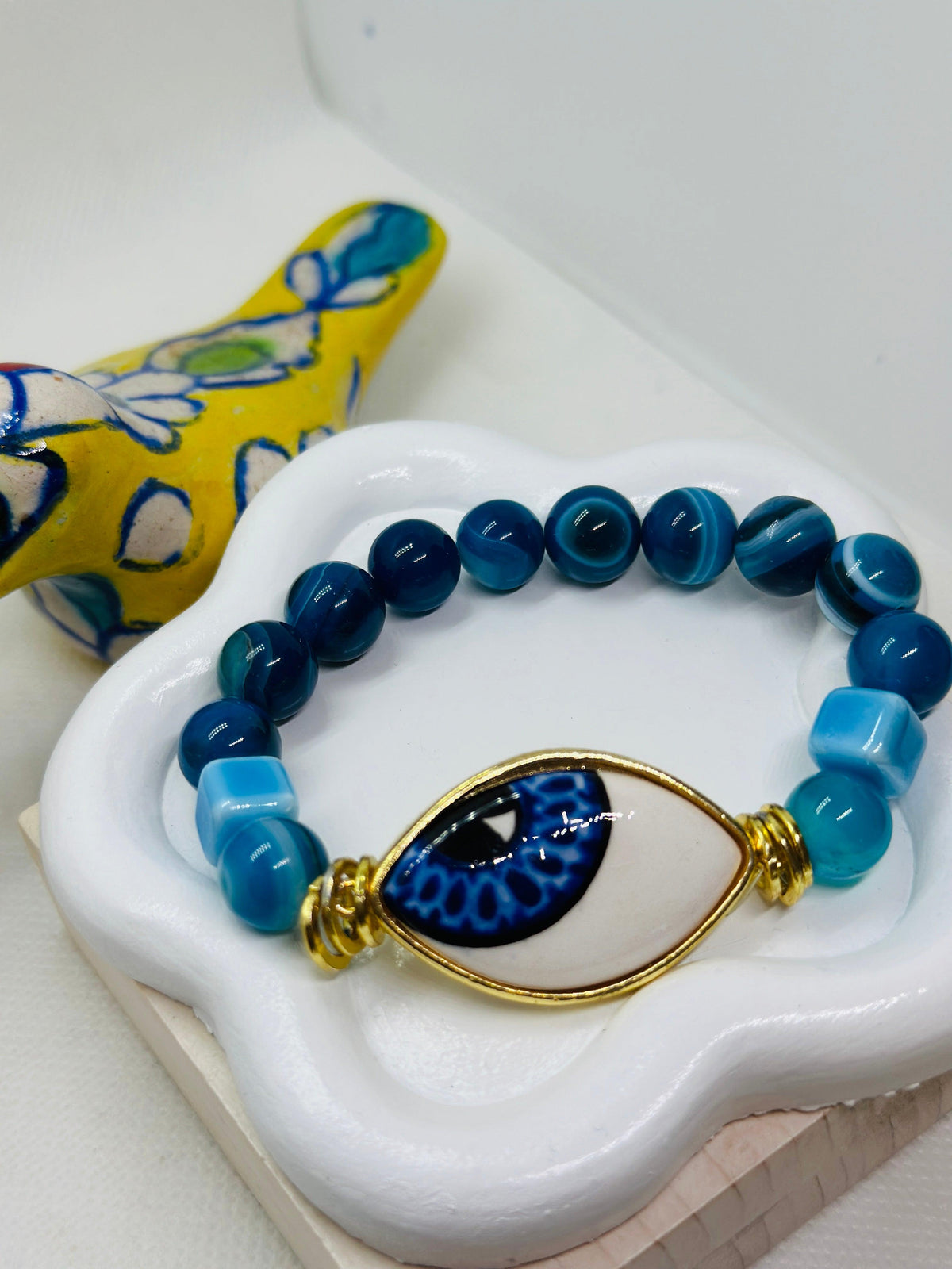 Jan Hand Painted Ceramic Bracelet|Sea Blue - Penelope Made This 
