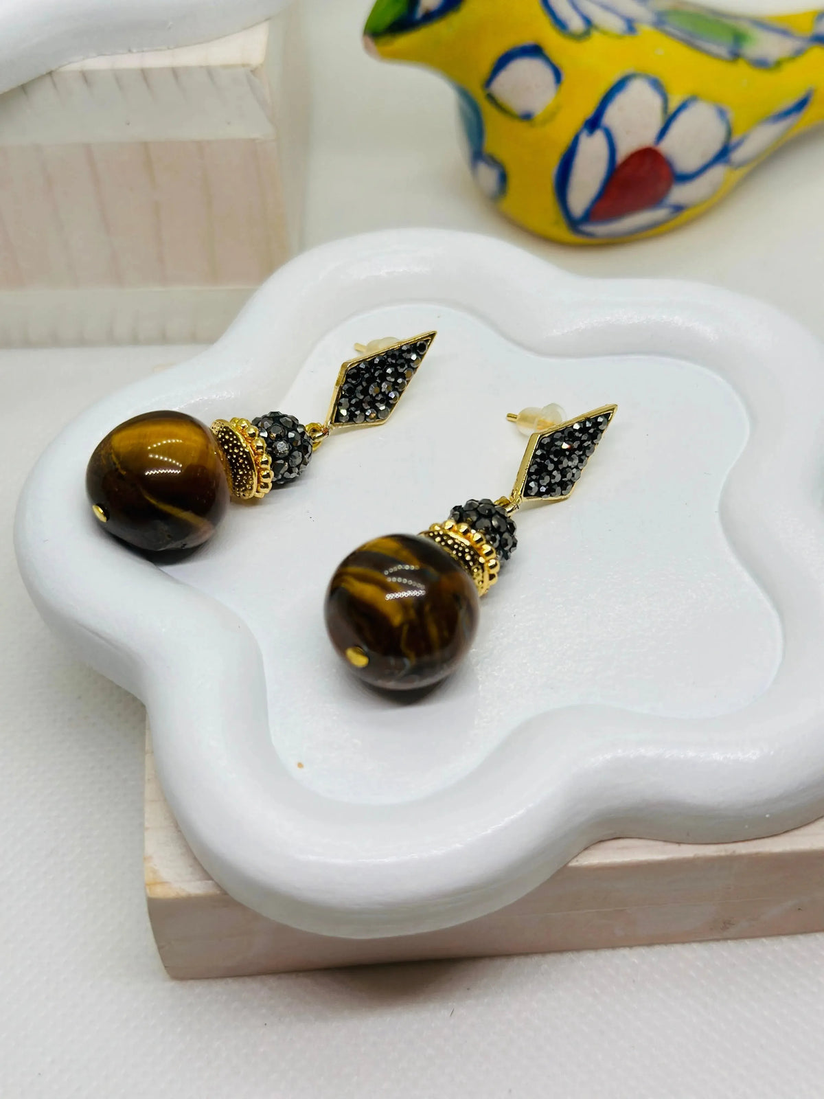 Zola Tiger Eye Fashion Earrings - Penelope Made This 